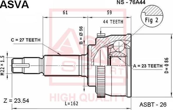 ASVA NS-76A44 - Jeu de joints, arbre de transmission cwaw.fr