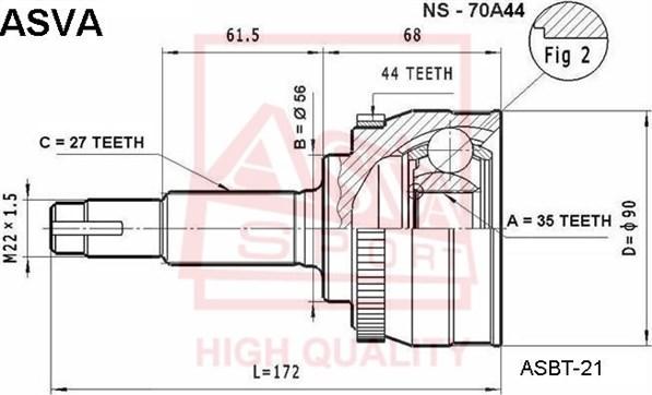 ASVA NS-70A44 - Jeu de joints, arbre de transmission cwaw.fr