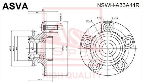 ASVA NSWH-A33A44R - Moyeu de roue cwaw.fr