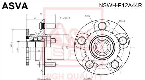 ASVA NSWH-P12A44R - Moyeu de roue cwaw.fr