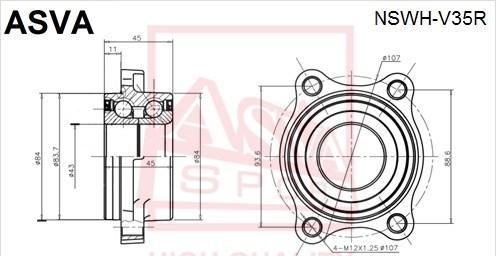 ASVA NSWH-V35R - Moyeu de roue cwaw.fr