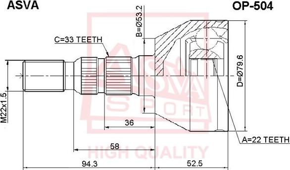 ASVA OP-504 - Jeu de joints, arbre de transmission cwaw.fr