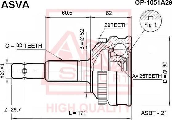 ASVA OP-1051A29 - Jeu de joints, arbre de transmission cwaw.fr