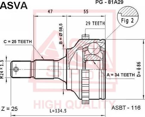 ASVA PG-81A29 - Jeu de joints, arbre de transmission cwaw.fr