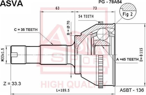 ASVA PG-78A54 - Jeu de joints, arbre de transmission cwaw.fr