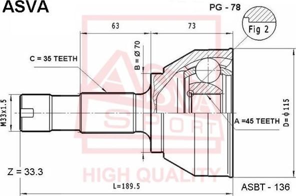 ASVA PG-78 - Jeu de joints, arbre de transmission cwaw.fr