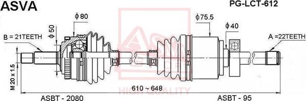 ASVA PG-LCT-612 - Arbre de transmission cwaw.fr