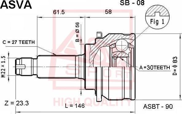 ASVA SB-08 - Jeu de joints, arbre de transmission cwaw.fr