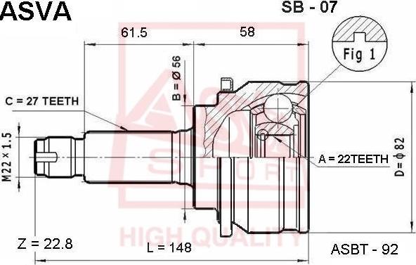 ASVA SB-07 - Jeu de joints, arbre de transmission cwaw.fr