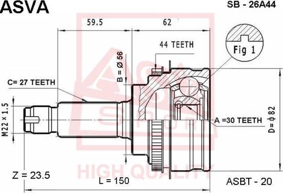 ASVA SB-26A44 - Jeu de joints, arbre de transmission cwaw.fr