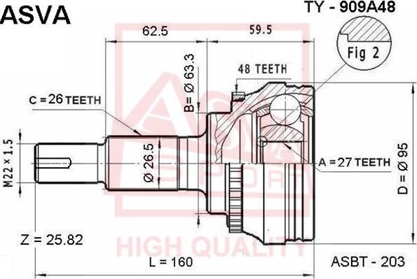 ASVA TY-909A48 - Jeu de joints, arbre de transmission cwaw.fr