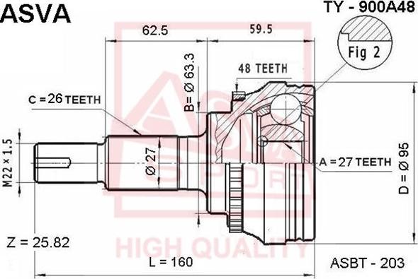 ASVA TY-900A48 - Jeu de joints, arbre de transmission cwaw.fr