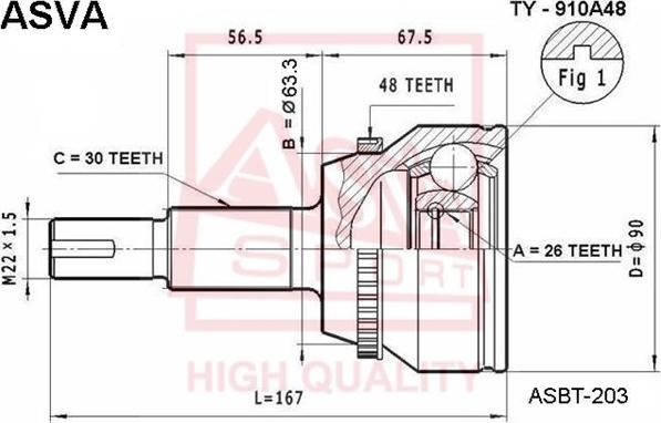 ASVA TY-910A48 - Jeu de joints, arbre de transmission cwaw.fr