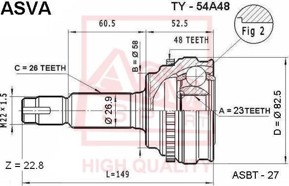 ASVA TY-54A48 - Jeu de joints, arbre de transmission cwaw.fr