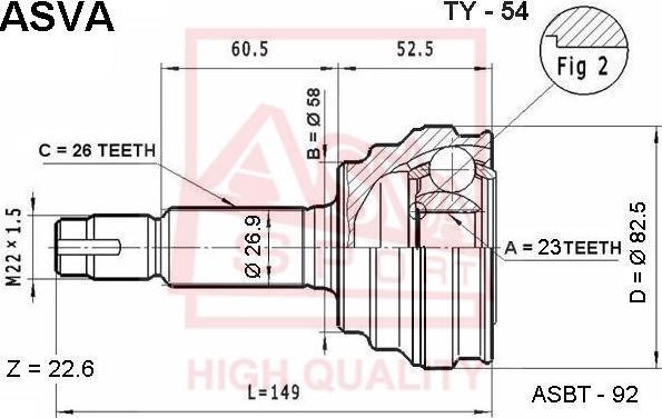 ASVA TY-54 - Jeu de joints, arbre de transmission cwaw.fr