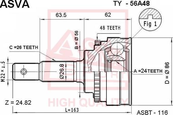 ASVA TY-56A48 - Jeu de joints, arbre de transmission cwaw.fr