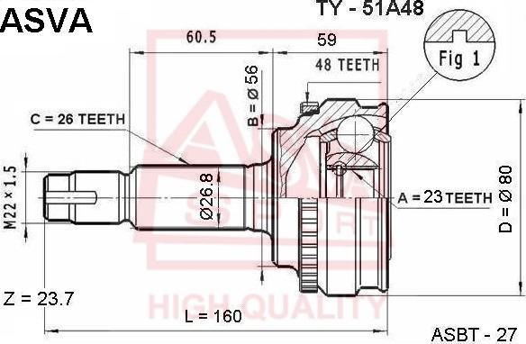 ASVA TY-51A48 - Jeu de joints, arbre de transmission cwaw.fr