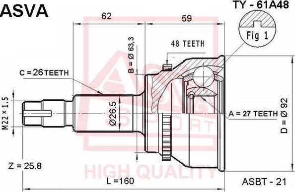 ASVA TY-61A48 - Jeu de joints, arbre de transmission cwaw.fr