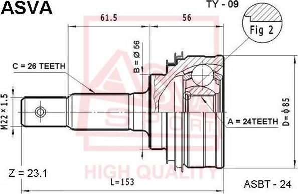 ASVA TY-09 - Jeu de joints, arbre de transmission cwaw.fr