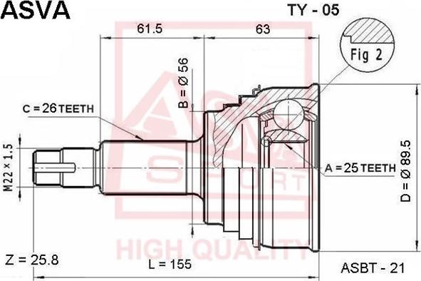 ASVA TY-05 - Jeu de joints, arbre de transmission cwaw.fr