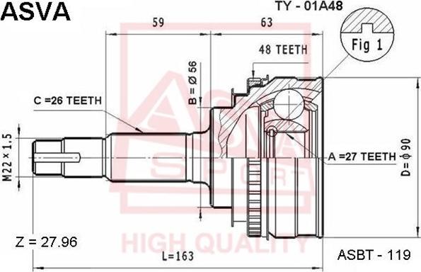 ASVA TY-01A48 - Jeu de joints, arbre de transmission cwaw.fr