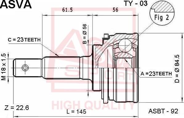 ASVA TY-03 - Jeu de joints, arbre de transmission cwaw.fr