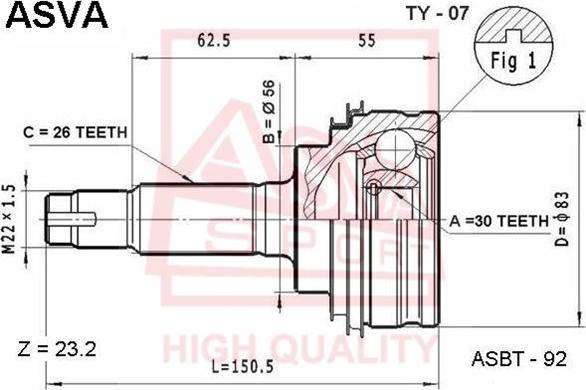 ASVA TY-07 - Jeu de joints, arbre de transmission cwaw.fr