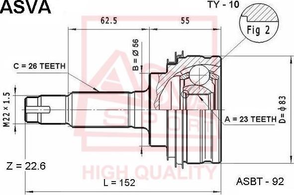 ASVA TY-10 - Jeu de joints, arbre de transmission cwaw.fr