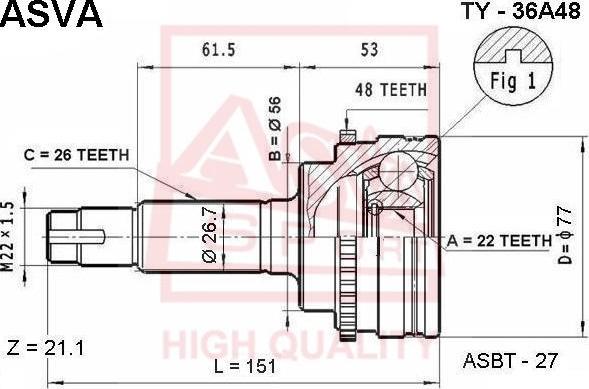 ASVA TY-36A48 - Jeu de joints, arbre de transmission cwaw.fr