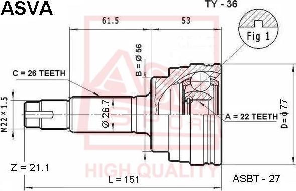 ASVA TY-36 - Jeu de joints, arbre de transmission cwaw.fr