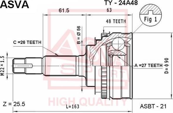 ASVA TY-24A48 - Jeu de joints, arbre de transmission cwaw.fr