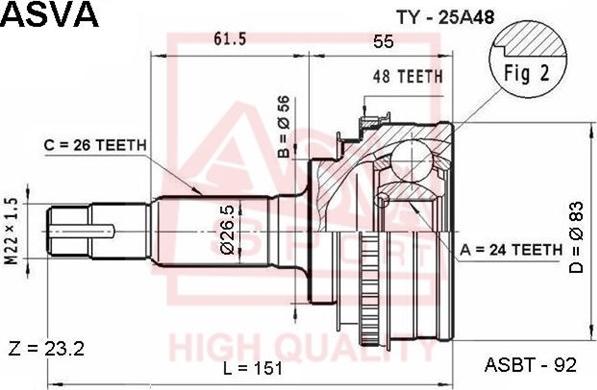 ASVA TY-25A48 - Jeu de joints, arbre de transmission cwaw.fr