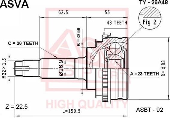 ASVA TY-26A48 - Jeu de joints, arbre de transmission cwaw.fr