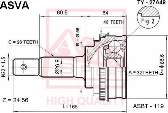 ASVA TY-27A48 - Jeu de joints, arbre de transmission cwaw.fr