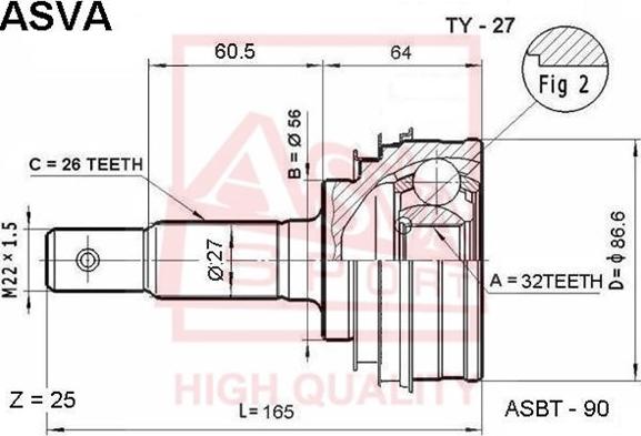 ASVA TY-27 - Jeu de joints, arbre de transmission cwaw.fr