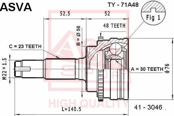 ASVA TY-71A48 - Jeu de joints, arbre de transmission cwaw.fr