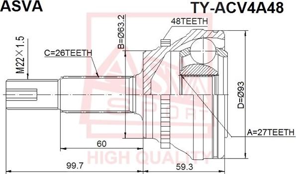 ASVA TY-ACV4A48 - Jeu de joints, arbre de transmission cwaw.fr