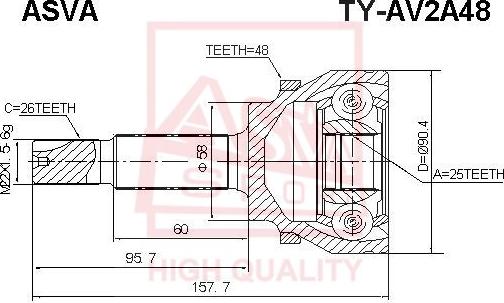 ASVA TY-AV2A48 - Jeu de joints, arbre de transmission cwaw.fr