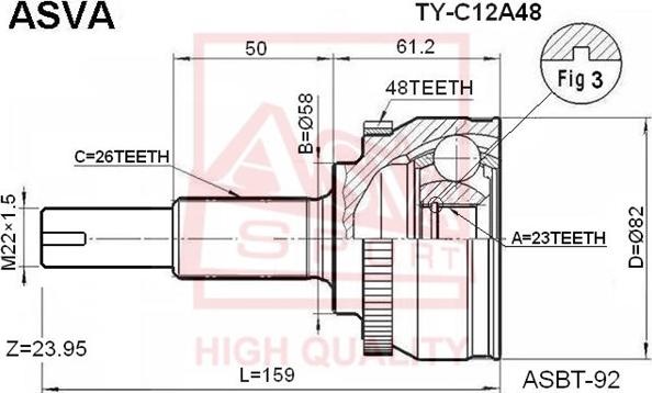 ASVA TY-C12A48 - Jeu de joints, arbre de transmission cwaw.fr