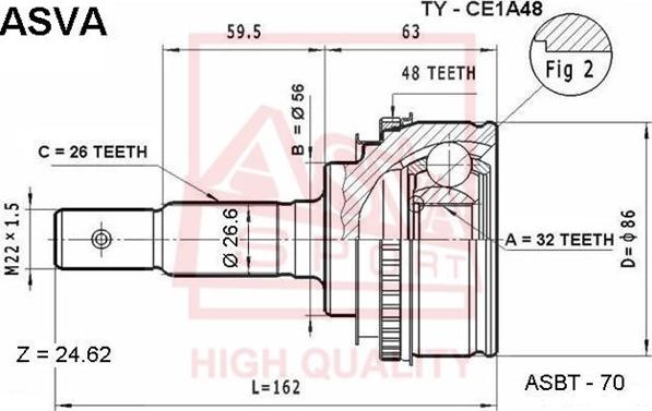 ASVA TY-CE1A48 - Jeu de joints, arbre de transmission cwaw.fr