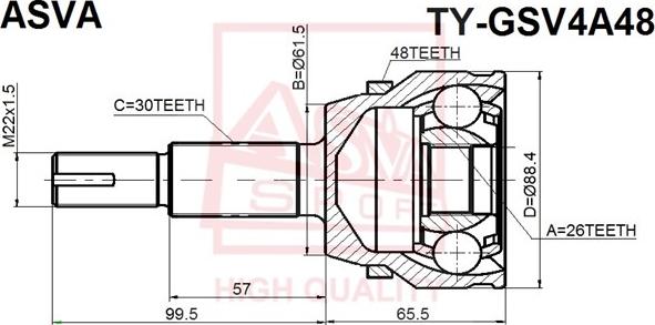 ASVA TY-GSV4A48 - Jeu de joints, arbre de transmission cwaw.fr