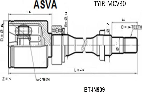 ASVA TYIR-MCV30 - Jeu de joints, arbre de transmission cwaw.fr