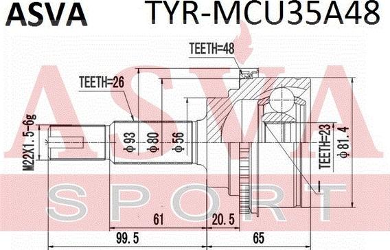 ASVA TYR-MCU35A48 - Jeu de joints, arbre de transmission cwaw.fr