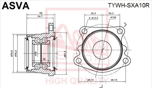 ASVA TYWH-SXA10R - Moyeu de roue cwaw.fr