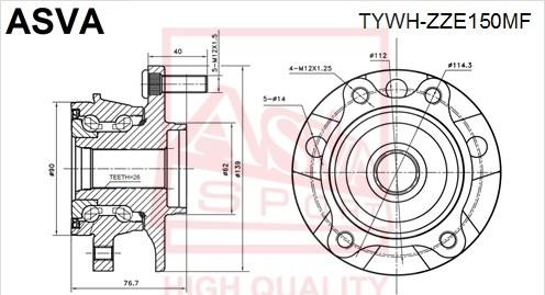 ASVA TYWH-ZZE150MF - Moyeu de roue cwaw.fr