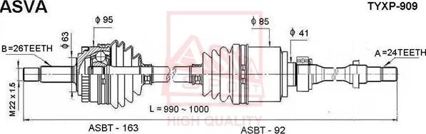 ASVA TYXP-909 - Arbre de transmission cwaw.fr