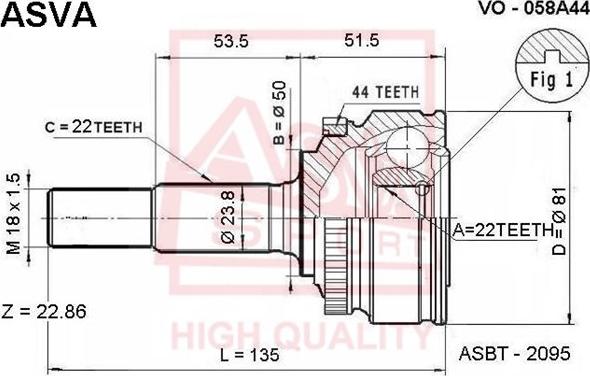 ASVA VO-058A44 - Jeu de joints, arbre de transmission cwaw.fr