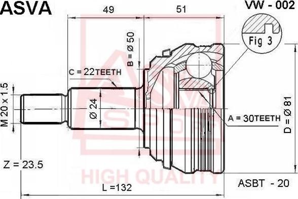 ASVA VW-002 - Jeu de joints, arbre de transmission cwaw.fr