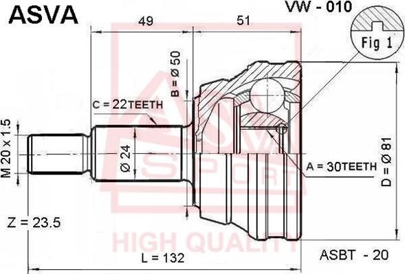 ASVA VW-010 - Jeu de joints, arbre de transmission cwaw.fr