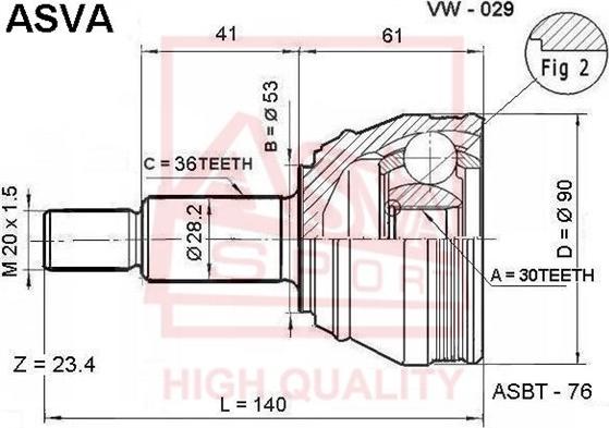 ASVA VW-029 - Jeu de joints, arbre de transmission cwaw.fr